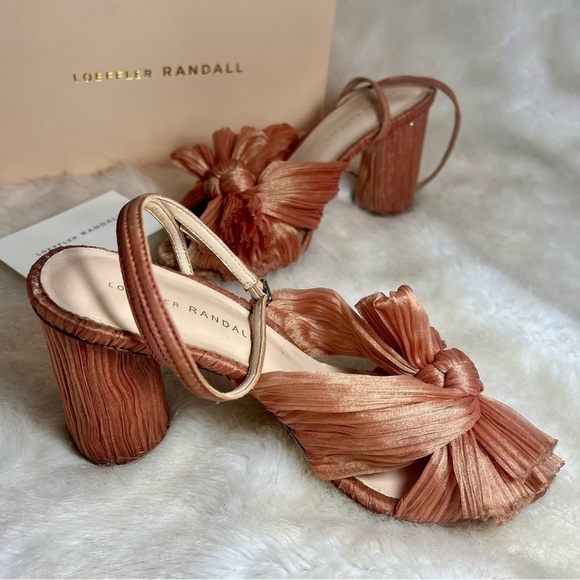 Loeffler Randall light pink sling back shoes camellia sandals chunky heels - Picture 8 of 13